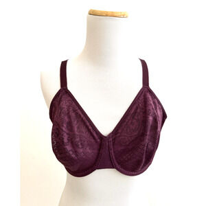 Wacoal Minimizer Underwire Bra 34D Burgundy Lace Full Coverage NWT 857210